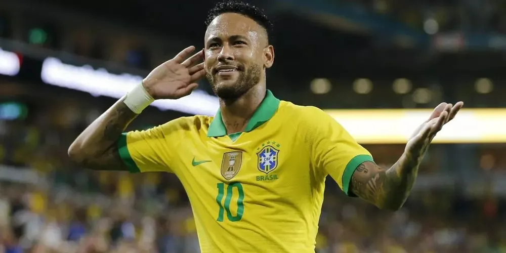 Neymar em registro feito durante jogo da Seleção Brasileira