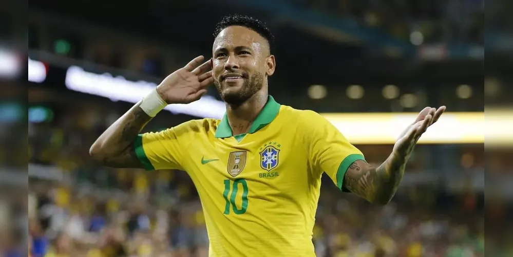Neymar em registro feito durante jogo da Seleção Brasileira