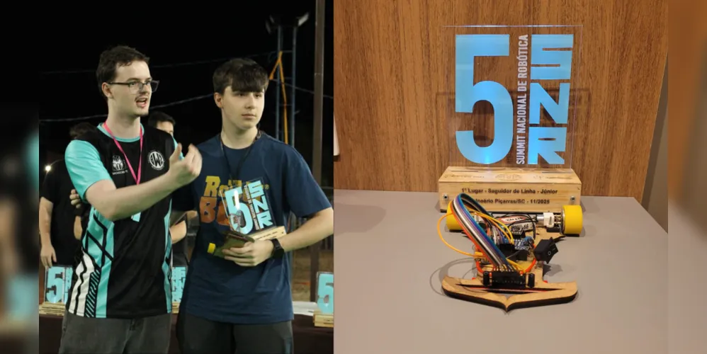 Equipe de robótica da RobotBox com o prêmio