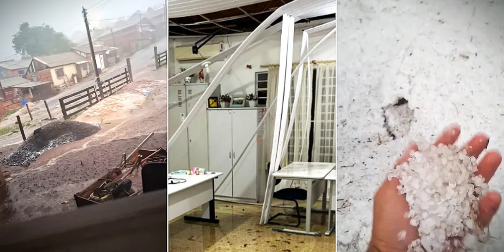 Vários populares registraram a passagem da forte chuva pelo Município