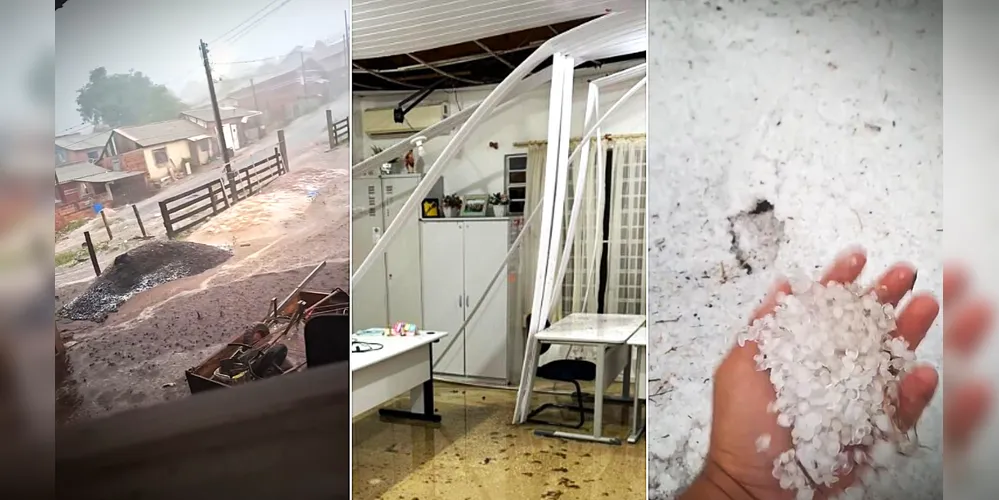 Vários populares registraram a passagem da forte chuva pelo Município