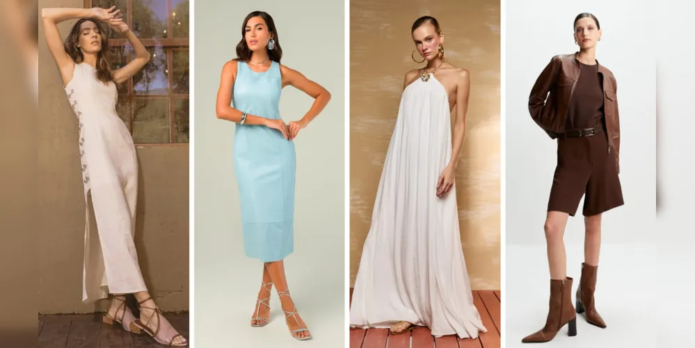 Os tons suaves, como azul-claro e manteiga, surgem para reforçar a leveza típica do verão. São cores discretas, elegantes e combinam com o clima quente e com o dia a dia da mulher moderna