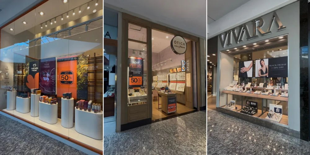 Várias lojas do shopping com promoções exclusivas e imperdíveis
