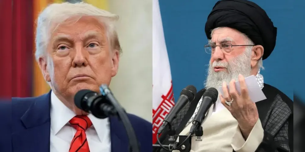 Presidente dos Estados Unidos, Donald Trump e líder supremo do Irã, Ali Khamenei