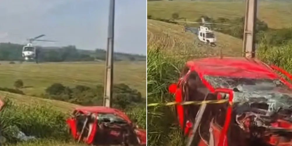 Uma das vítimas foi levada de helicóptero para ser atendida em Londrina