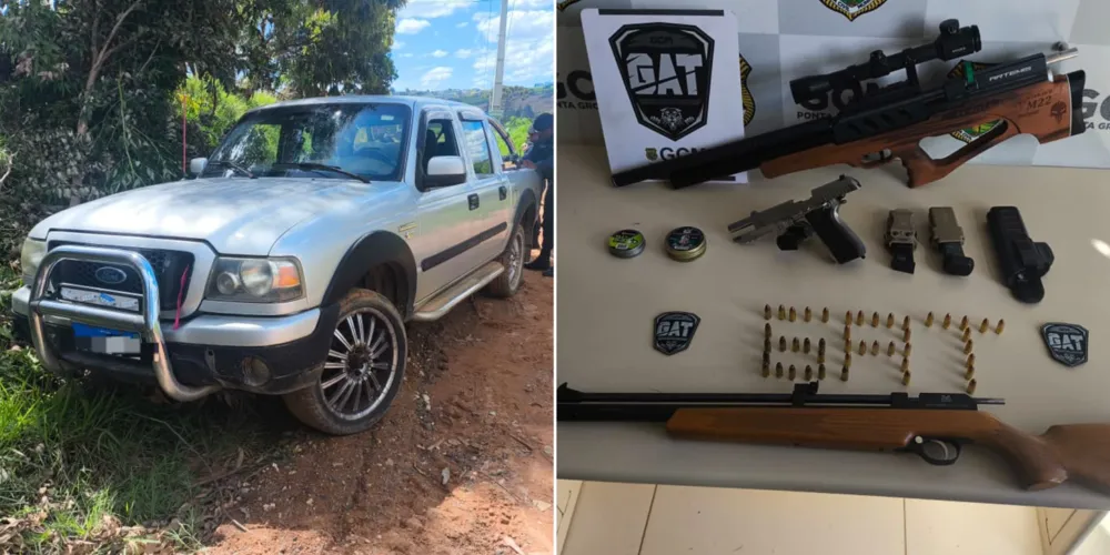 O veículo, as armas e as munições foram apreendidas