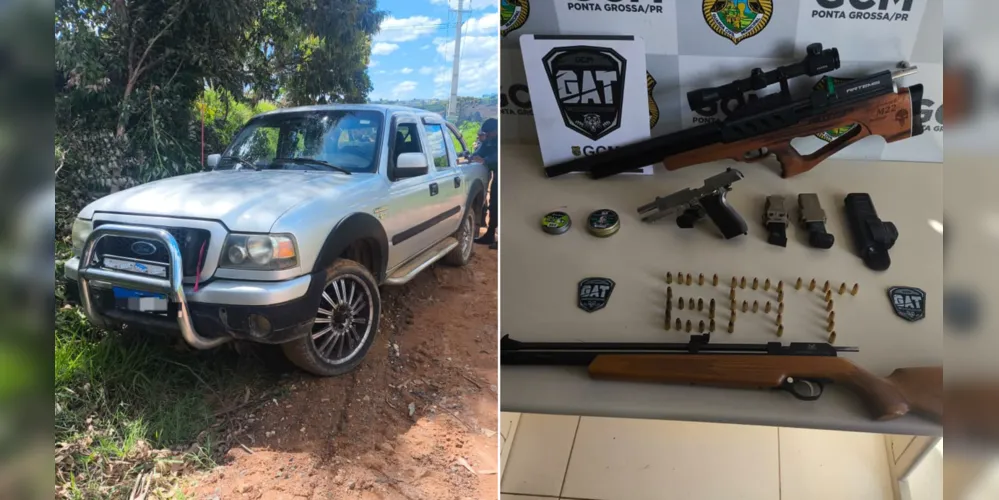 O veículo, as armas e as munições foram apreendidas