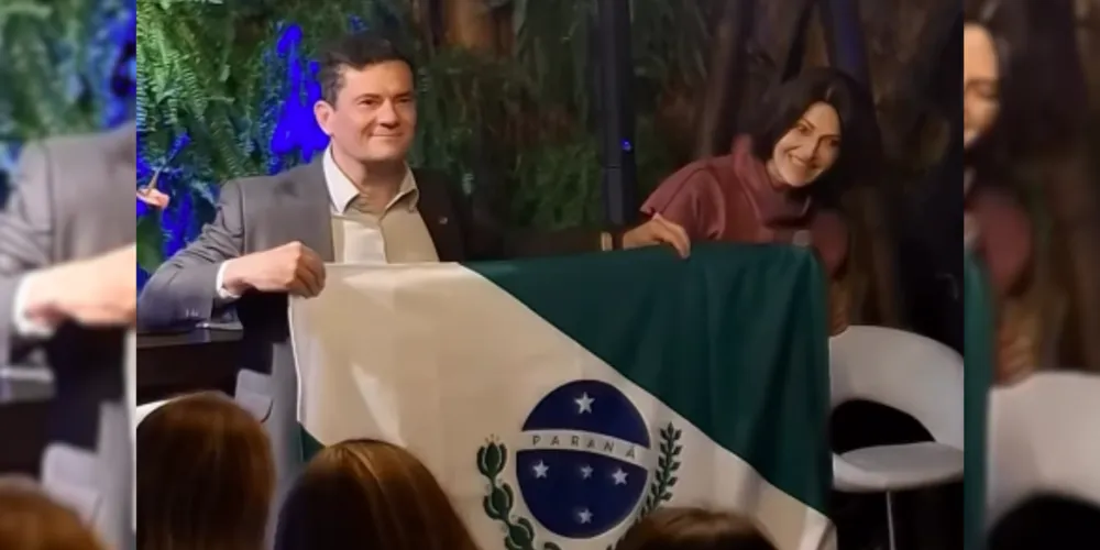 O senador Sergio Moro (União Brasil) e a jornalista Cristina Graeml