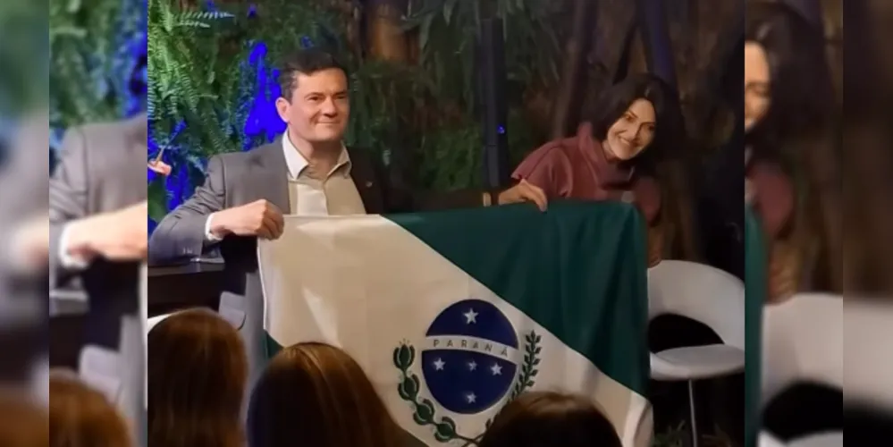 O senador Sergio Moro (União Brasil) e a jornalista Cristina Graeml