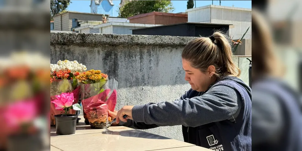 No Dia de Finados, muitas pessoas costumam levar vasos de flores aos túmulos