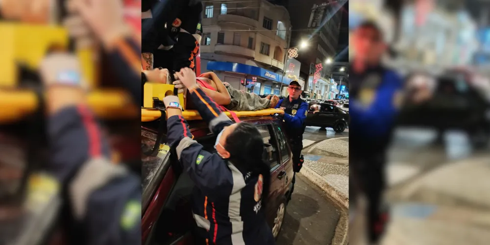 O homem foi encontrado em cima de um veículo na avenida