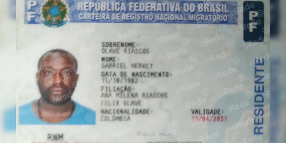 O colombiano Gabriel Herney Olave Riascos foi morto a tiros em Ponta Grossa