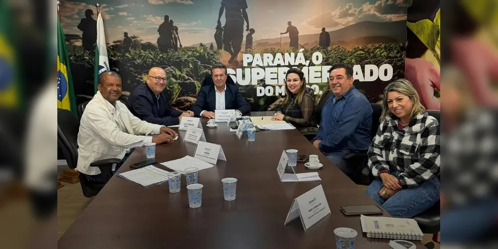 Dayane Sovinski, junto de equipes da Prefeitura de Imbaú, esteve reunida com Márcio Nunes e Luiz Cláudio Romanelli