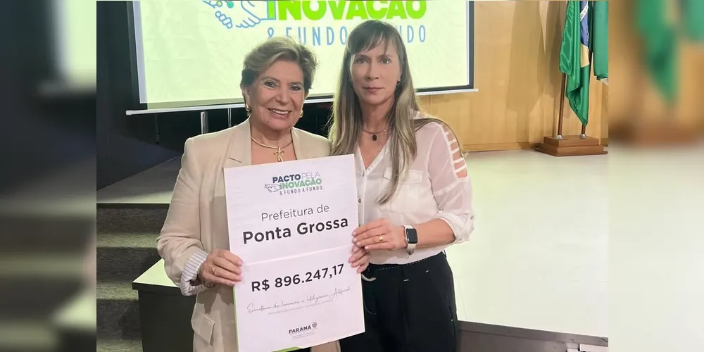 A prefeita de Ponta Grossa, Elizabeth Schmidt (União Brasil) e a presidente da Agência de Inovação e Desenvolvimento, Tônia Mansani