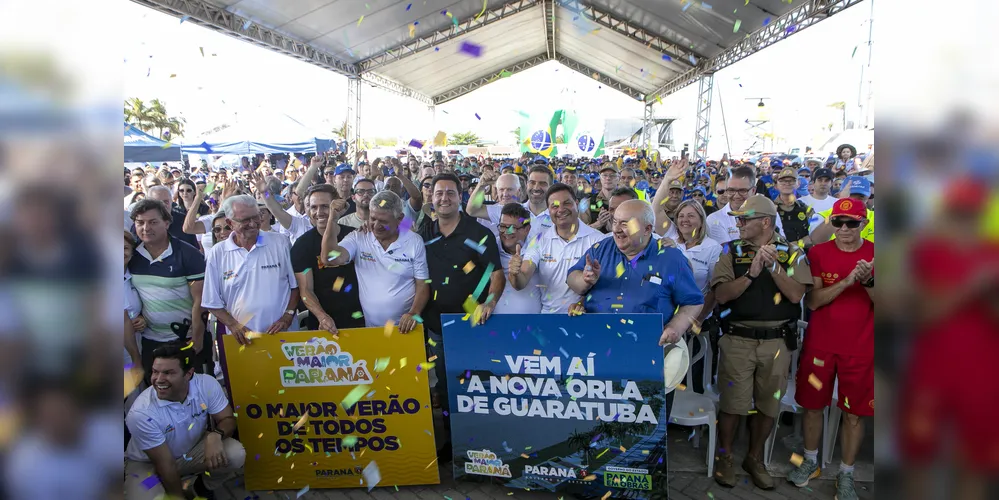 Ratinho Junior e demais lideranças do Estado estiveram reunidas em Guaratuba