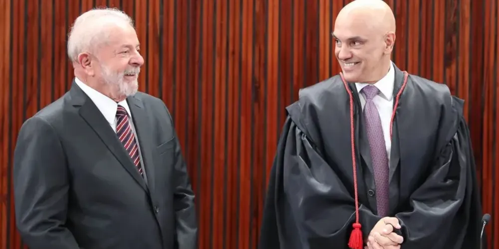 O presidente Luiz Inácio Lula da Silva (PT) e o ministro do Supremo Tribunal Federal (STF), Alexandre de Moraes