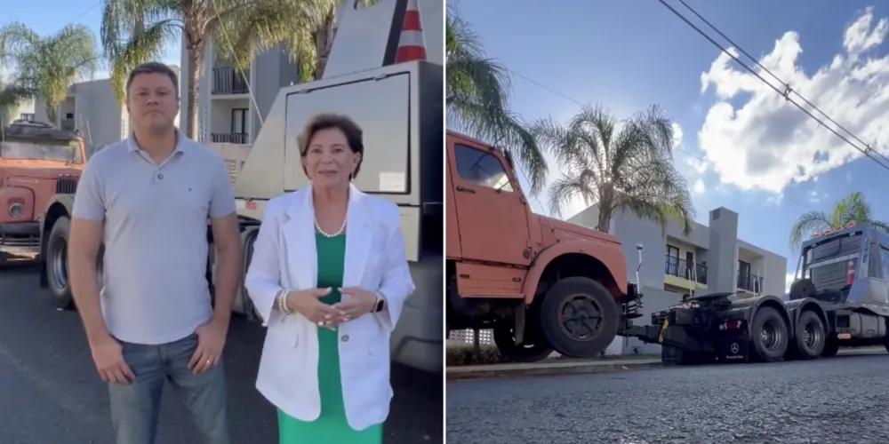 O secretário Guilherme Rangel e a prefeita Elizabeth Schmidt (União) fizeram o anúncio nesta sexta (7)