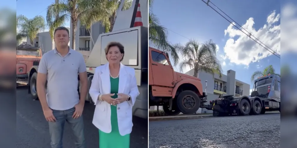 O secretário Guilherme Rangel e a prefeita Elizabeth Schmidt (União) fizeram o anúncio nesta sexta (7)