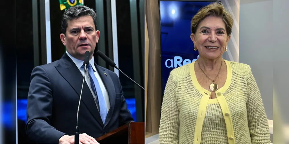 O senador Sergio Moro (União Brasil) e a prefeita de Ponta Grossa, Elizabeth Schmidt (União Brasil)