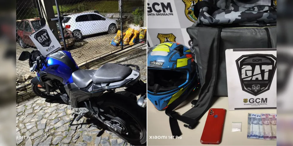 Os equipamentos do motoboy foram apreendidos com as drogas e o valor em dinheiro