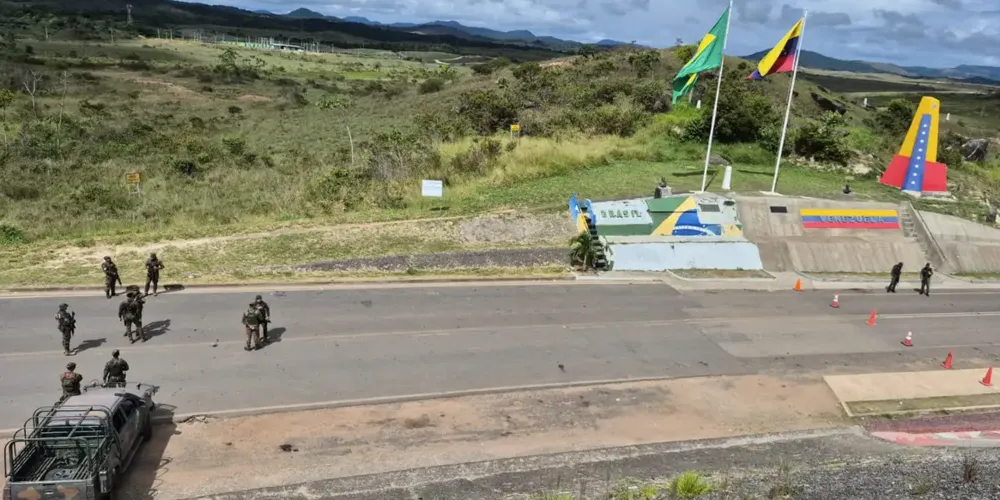 A fronteira entre o Brasil e a Venezuela no estado de Roraima