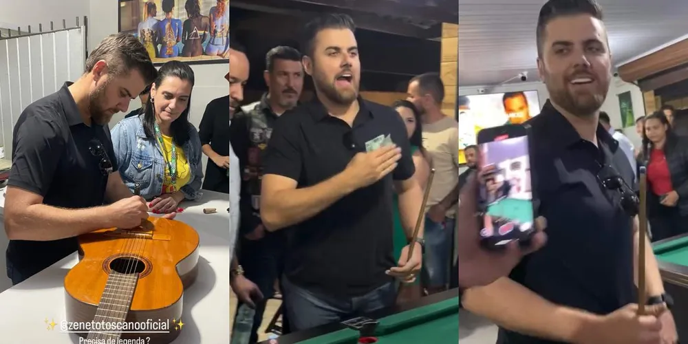 Cantor Zé Neto se diverte em bar na Região Metropolitana de Curitiba