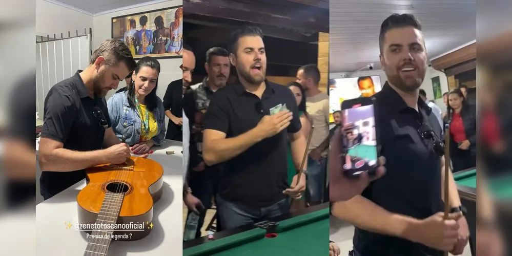 Cantor Zé Neto se diverte em bar na Região Metropolitana de Curitiba