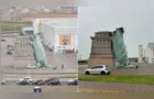 Estátua da Liberdade da Havan cai durante temporal no RS; confira