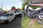 Mulher sofre fratura exposta em acidente com moto e dois carros no 'Santa Paula' em PG