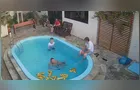 Mulher salva marido de afogamento após acidente em piscina; veja vídeo