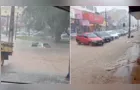 Tempestade causa enxurradas e deixa carros submersos em Telêmaco Borba
