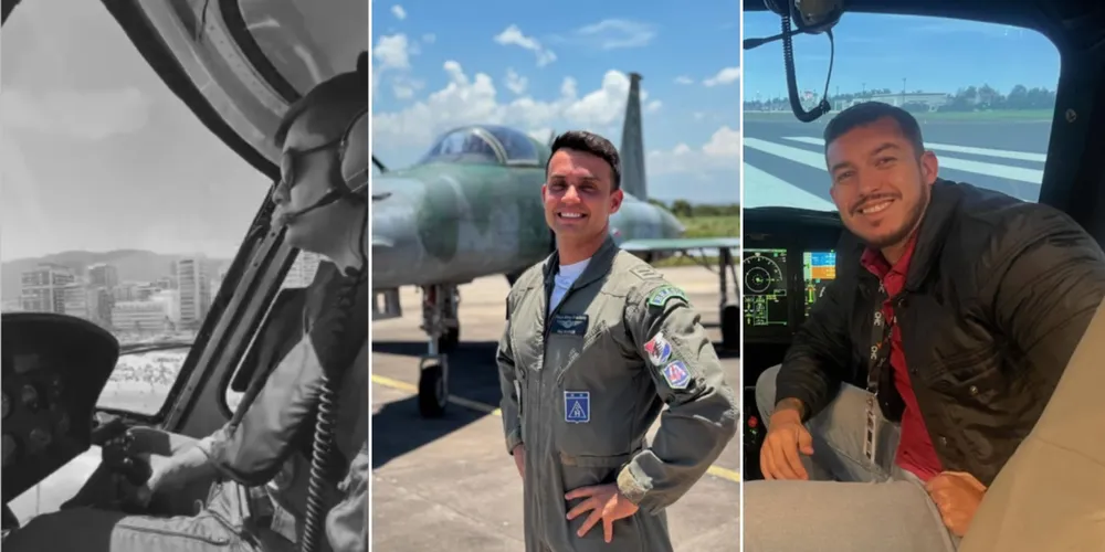 Lucas Silva Souza, capitão do Corpo de Bombeiros, Sérgio Nunes Miranda, Major da Força Aérea Brasileira (FAB) e Diego Dantas Lima Morais, instrutor de voo