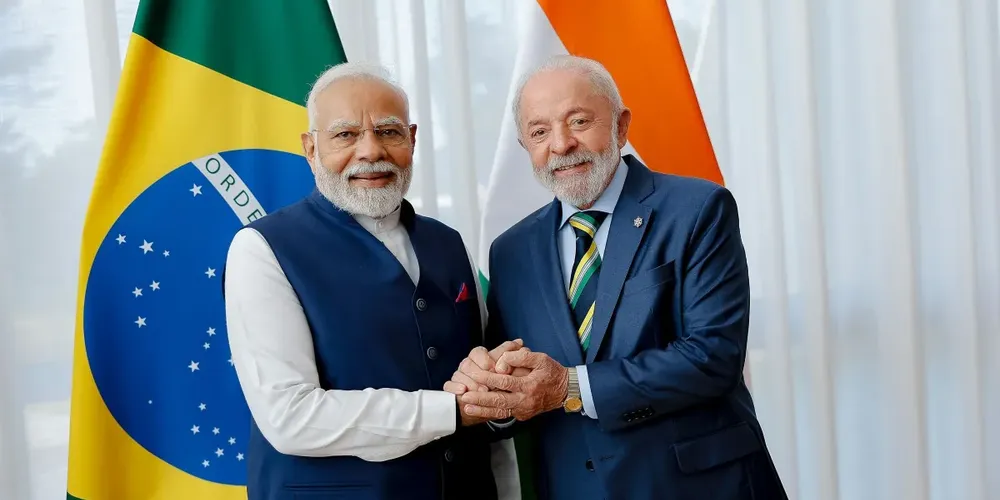 Presidente da República, Luiz Inácio Lula da Silva e o primeiro-ministro da Índia, Narendra Modi