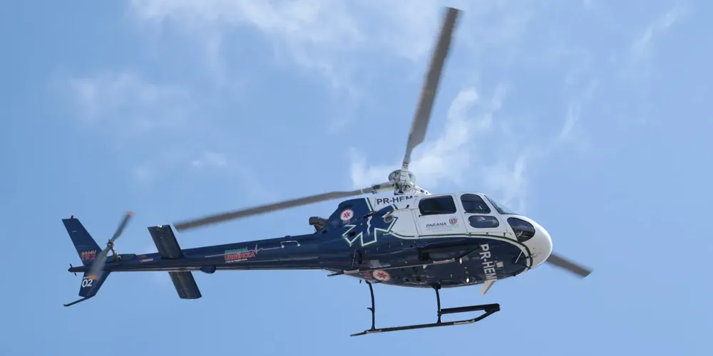 O helicóptero do Samu foi acionado para encaminhar a vítima ao Hospital Regional