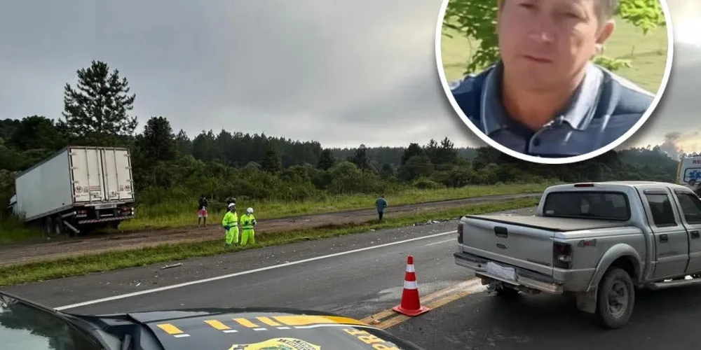 Aguinaldo dirigia uma Ford Ranger quando colidiu com a frente de um caminhão no km 243 da BR-277