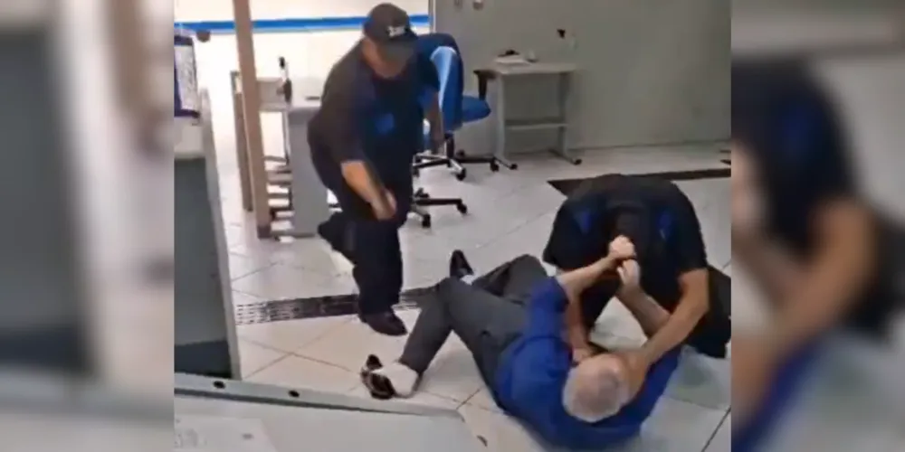 Homem agredindo agentes do INSS