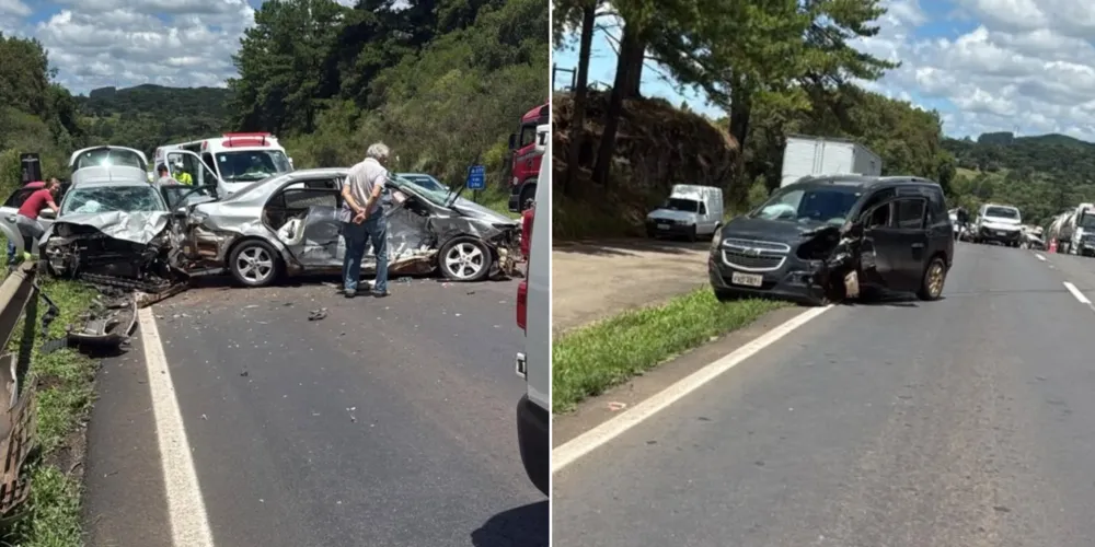 Seis veículos ficaram destruídos com o impacto da batida