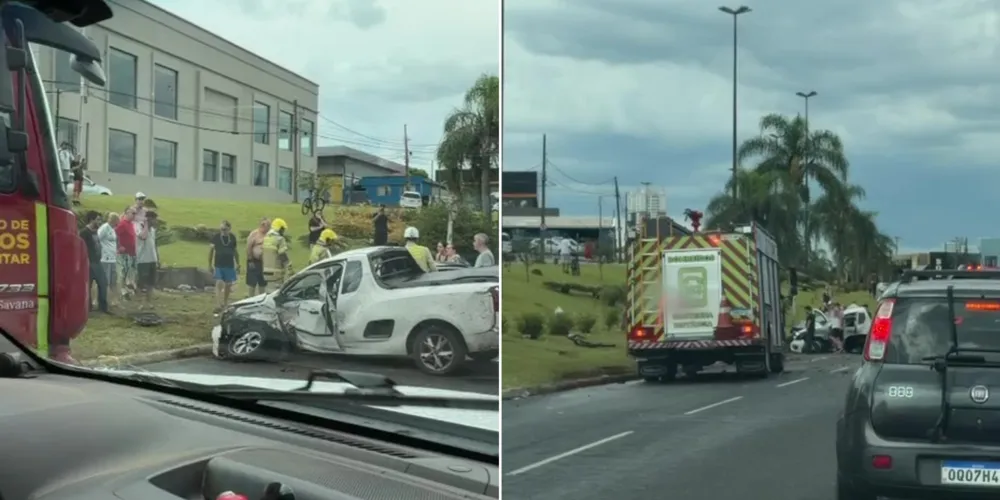 Veículos ficaram destruídos após o impacto