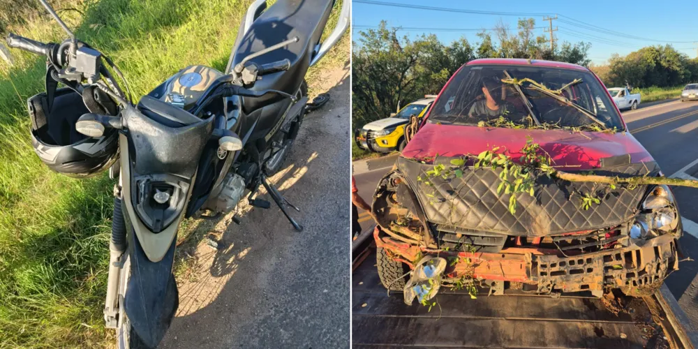 Com o impacto da colisão, o condutor da motocicleta, um homem de 40 anos, sofreu ferimentos moderados