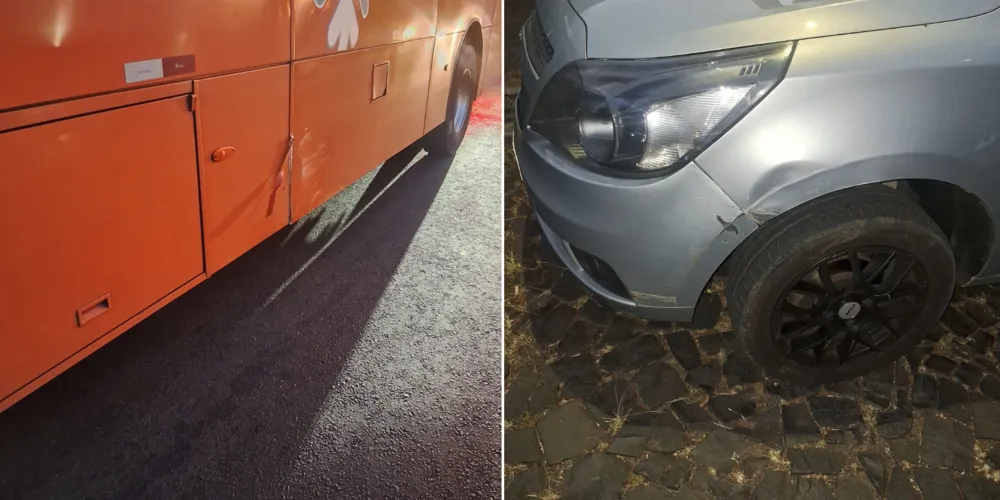 O automóvel, que seguia pela via preferencial, acabou sendo atingido durante a manobra