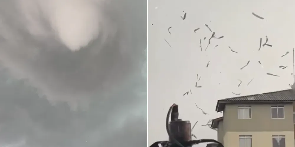 Além de arrancar telhados de imóveis, o tornado também derrubou muros e postes na região