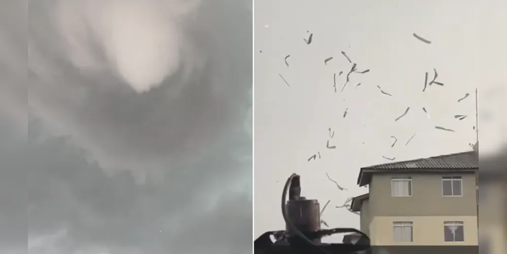 Além de arrancar telhados de imóveis, o tornado também derrubou muros e postes na região