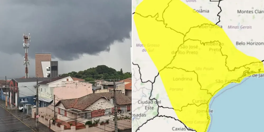 Inmet emitiu alerta amarelo para boa parte do Paraná