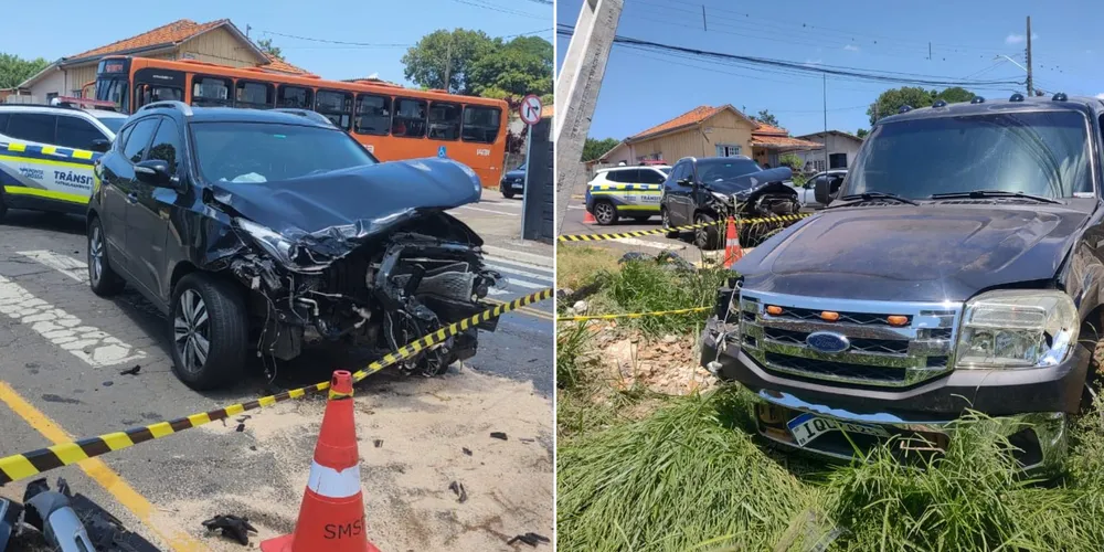 Carros ficaram com a parte frontal destruída