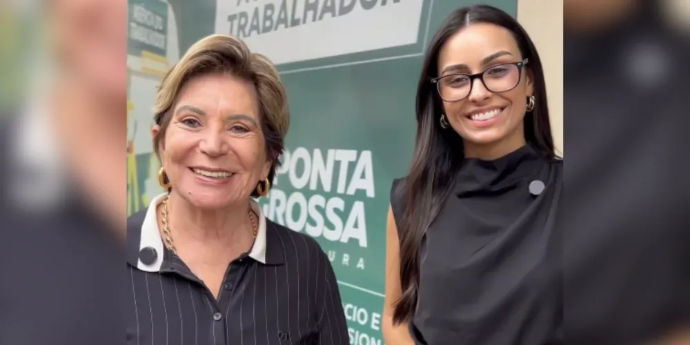 Prefeita Elizabeth Schmidt e secretária municipal de Indústria e Comércio, Faynara Merege