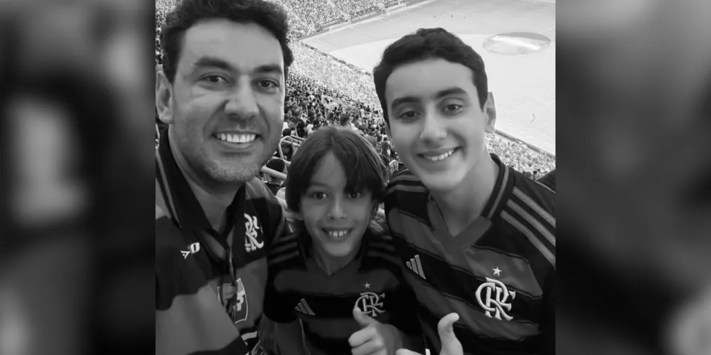 Secretário de Governo de Itumbiara, Goiás, Thales Machado e os filhos, Benício Araújo Machado, de 8 anos e Miguel Araújo Machado, de 12 anos