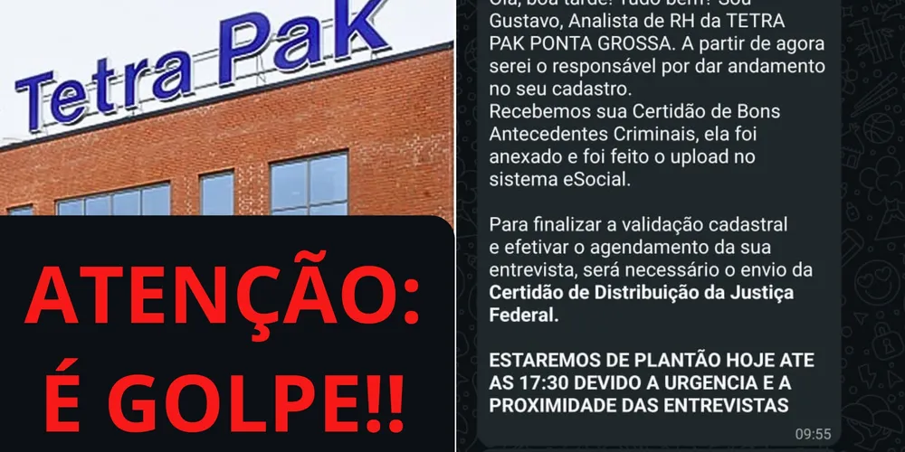 Mensagens estão sendo enviadas pelo número (42) 9 8867-2690
