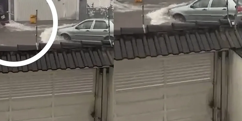 O trabalhador tentou entrar na enxurrada para ajudar, mas desistiu diante da intensidade da correnteza