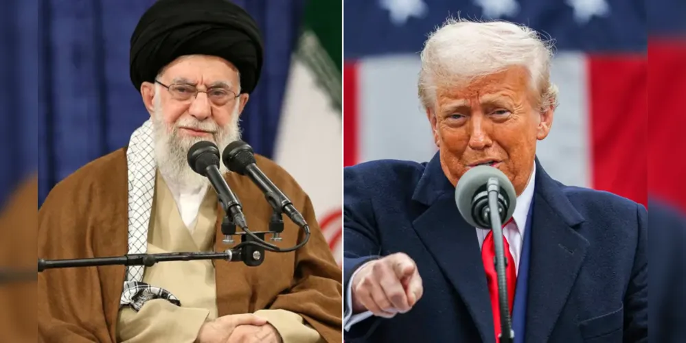 Líder supremo do Irã, Ali Hosseini Khamenei e presidente dos EUA, Donald Trump