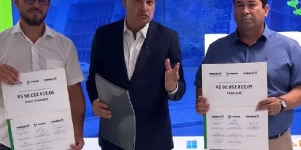 Prefeito de Ipiranga, Douglas Modesto, deputado Sandro Alex e e o prefeito de Ivaí Orli de Cristo